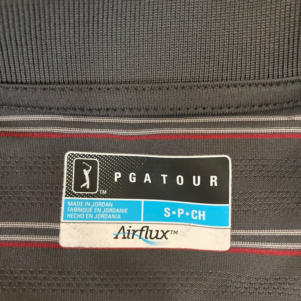 PGA Tour Men's Airflux Short Sleeve Golf Polo Shirt Gray Striped Size Small - Picture 9 of 10
